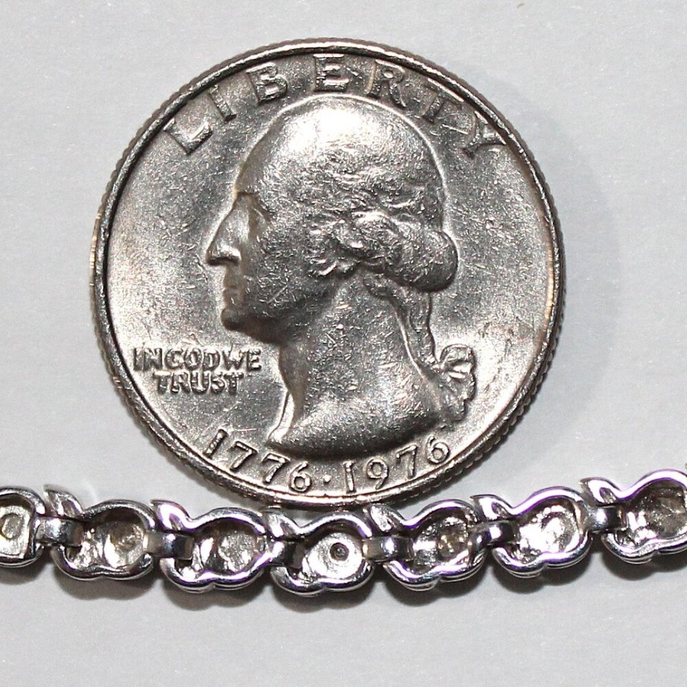 Sterling Silver Tennis Bracelet Cross Charm 12G 7 Inches - Picture 4 of 5